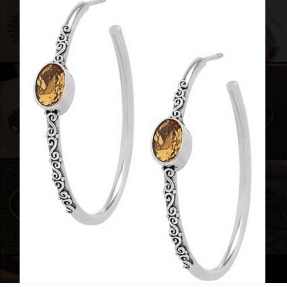 Samuel B. Citrine silver hoop earrings